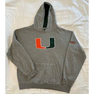 University of Miami Hurricanes Hoodie Stadium Athletics Men’s XL Gray The U NCAA